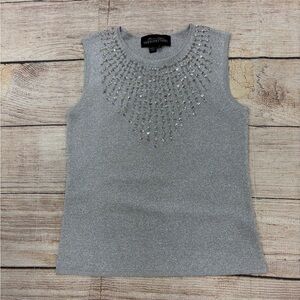 Fabulous furs Silver metallic Embellished Tank Top